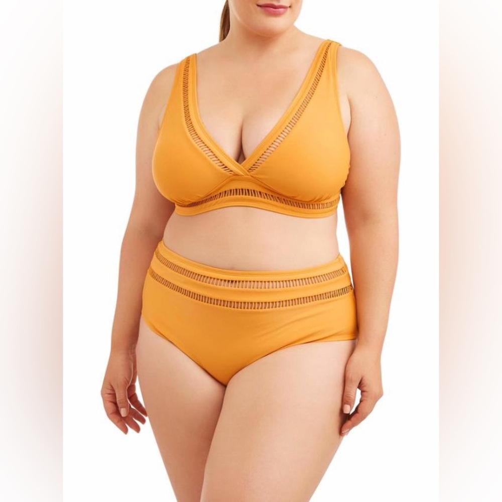 Time‎ and Tru Women's Ladder Trim Swimsuit 2 Piece Bathing Suit